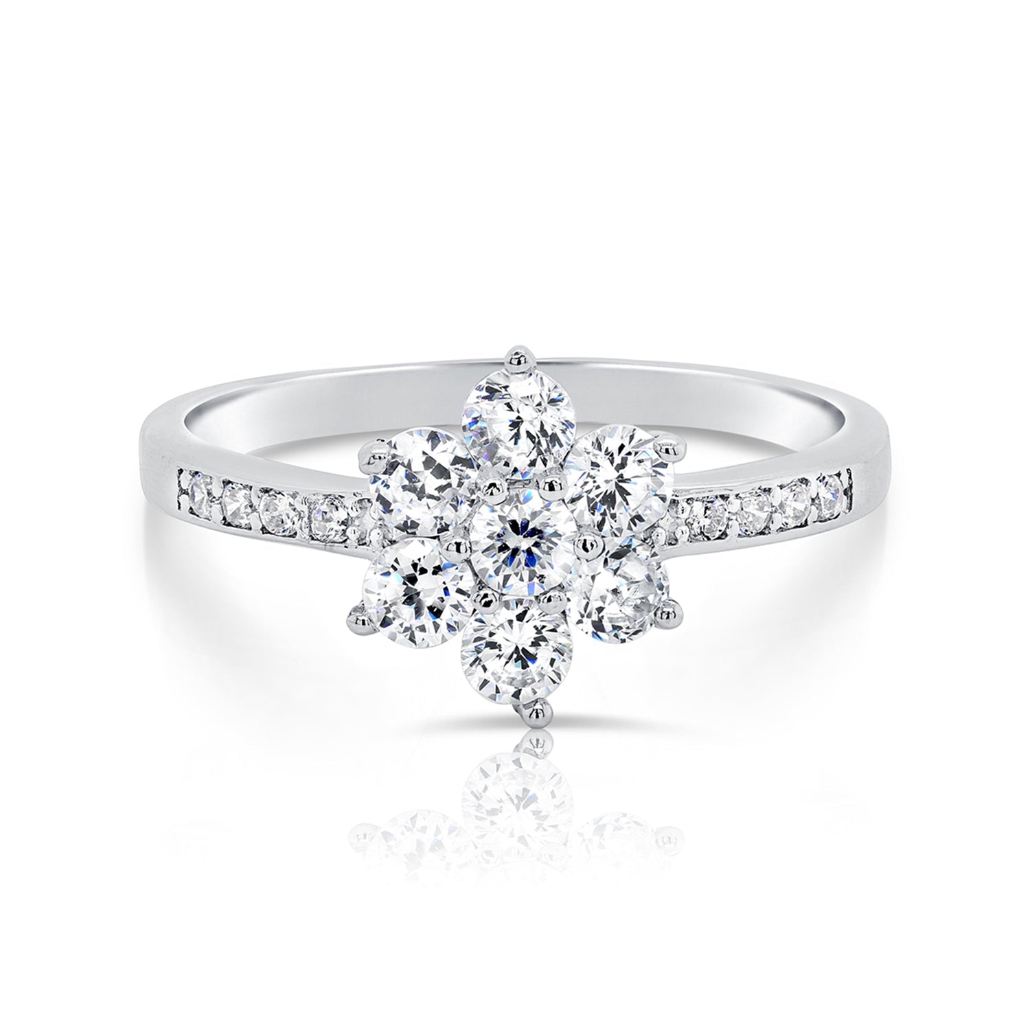 CZ Flower Ring in Sterling Silver