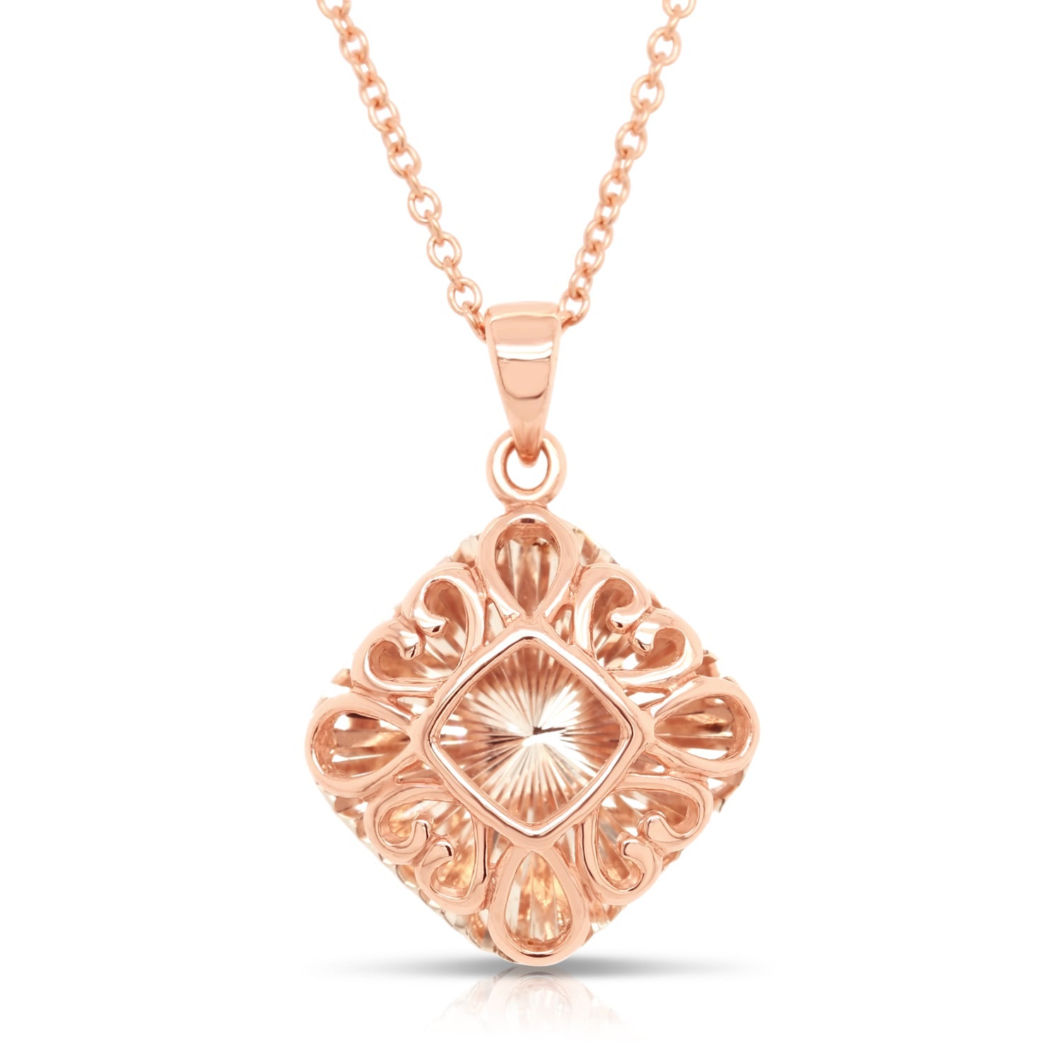 Diamond Charm Necklace. Rose Gold Plated in Sterling Silver