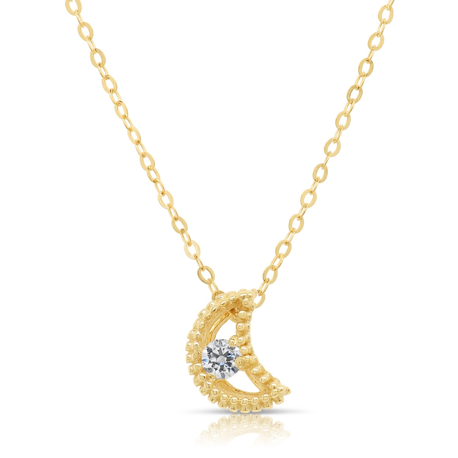 14k Yellow Gold Crescent Moon Necklace