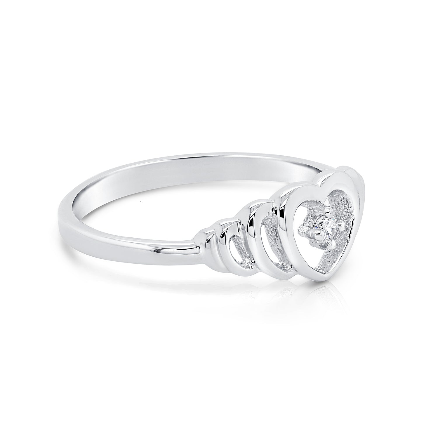 CZ Open Heart Ring in Sterling Silver