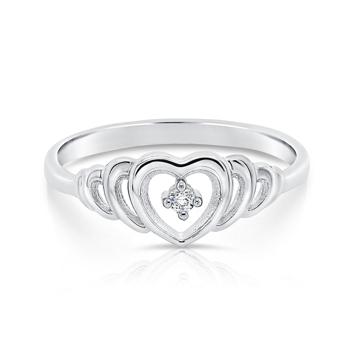 CZ Open Heart Ring in Sterling Silver