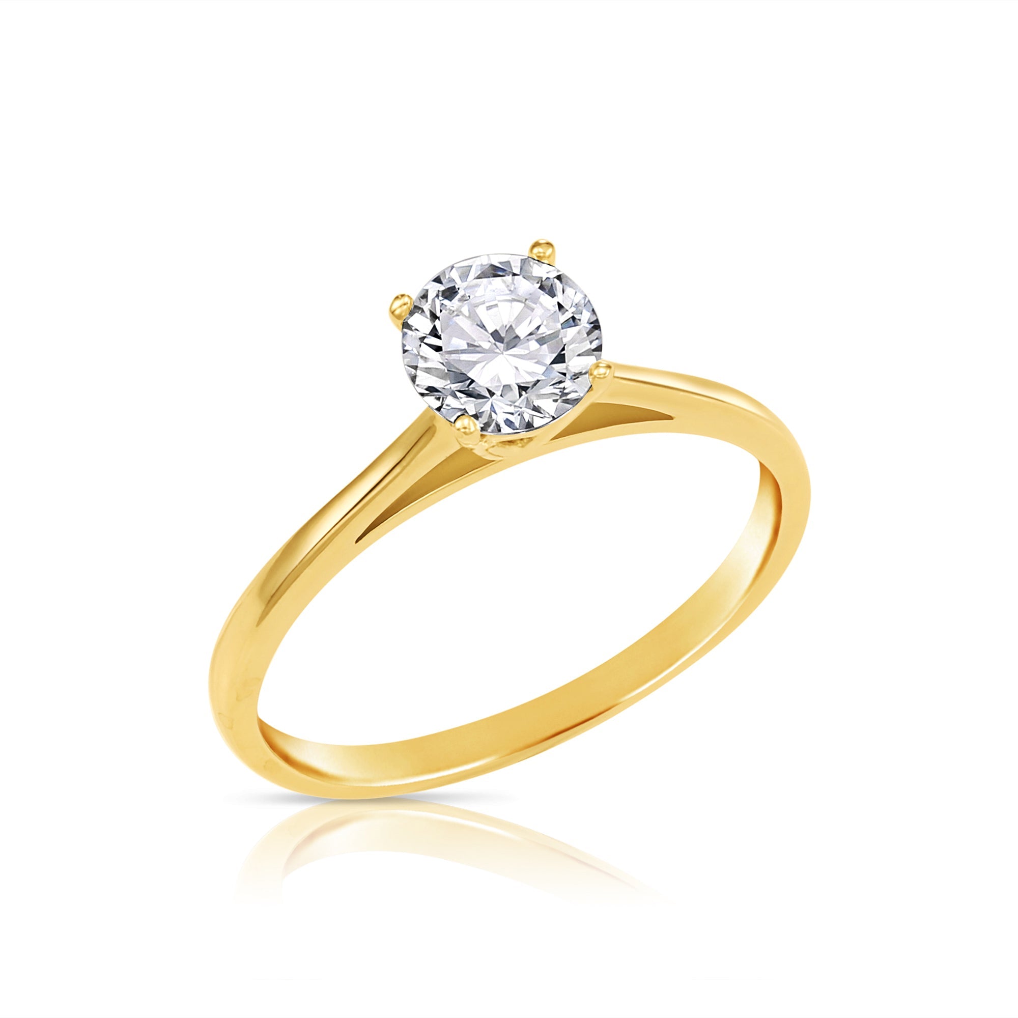 Solid 14k Gold Round CZ Ring. Engagement & Promise Ring. 1 Ct Size