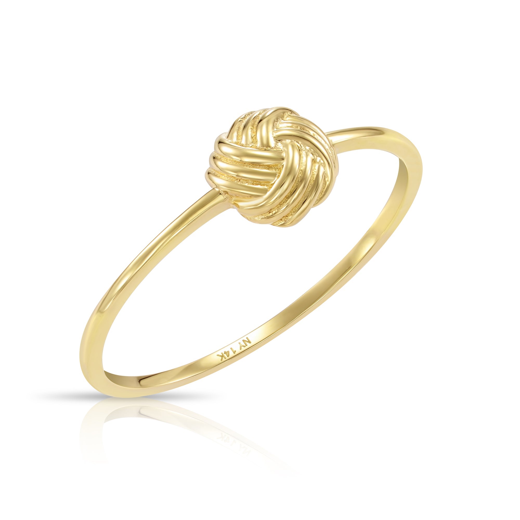 Solid 14k Gold Love Knot Ring. 14k Yellow Gold Stackable Ring. Wedding & Bridal Gift For Her