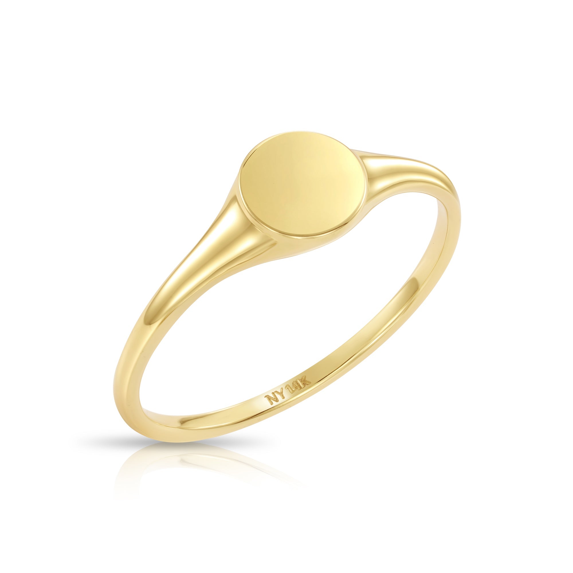 Solid 14k Gold Round Signet Ring