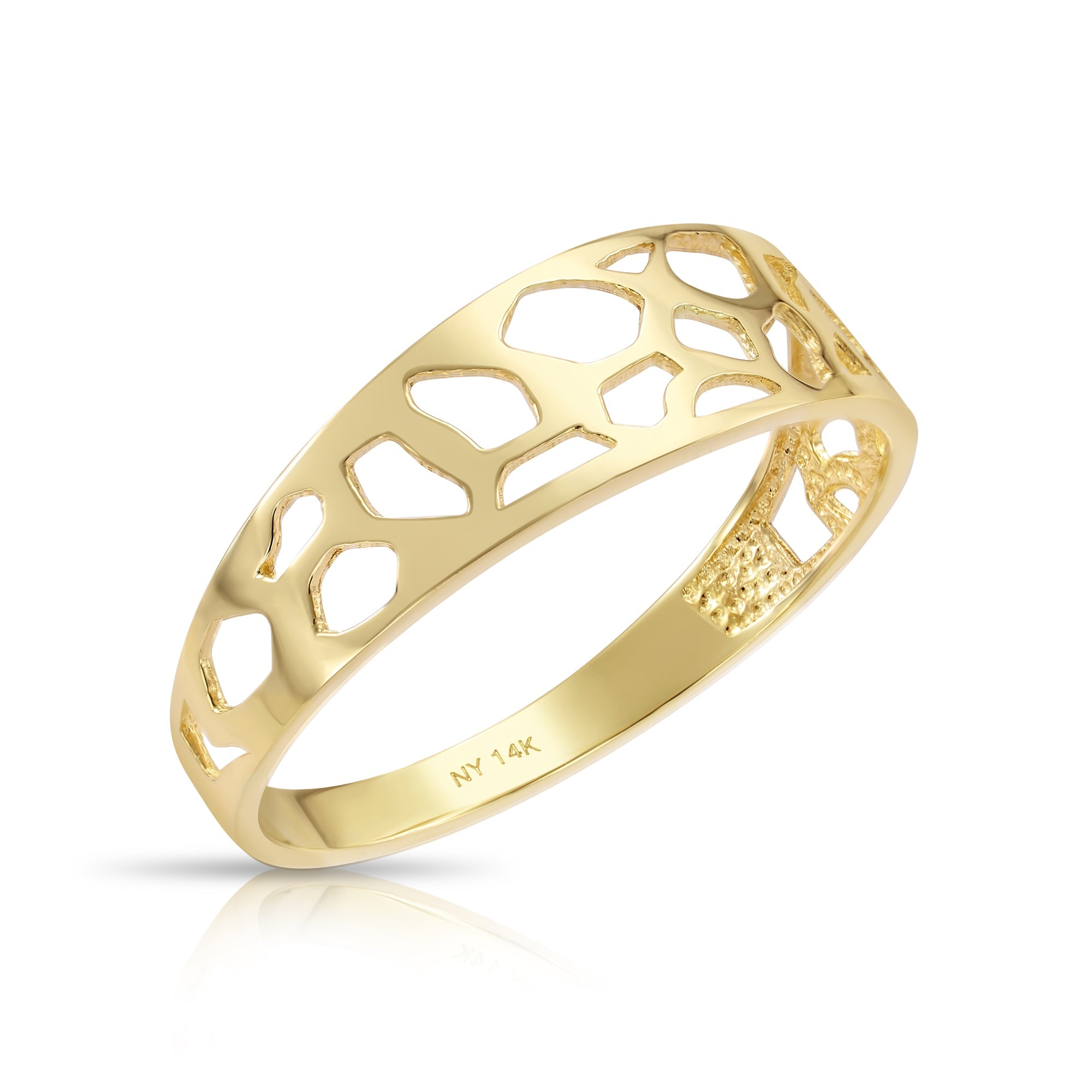 Solid 14k Gold Openwork Ring. 14k Yellow Gold Stackable Ring. Unique Pattern Design