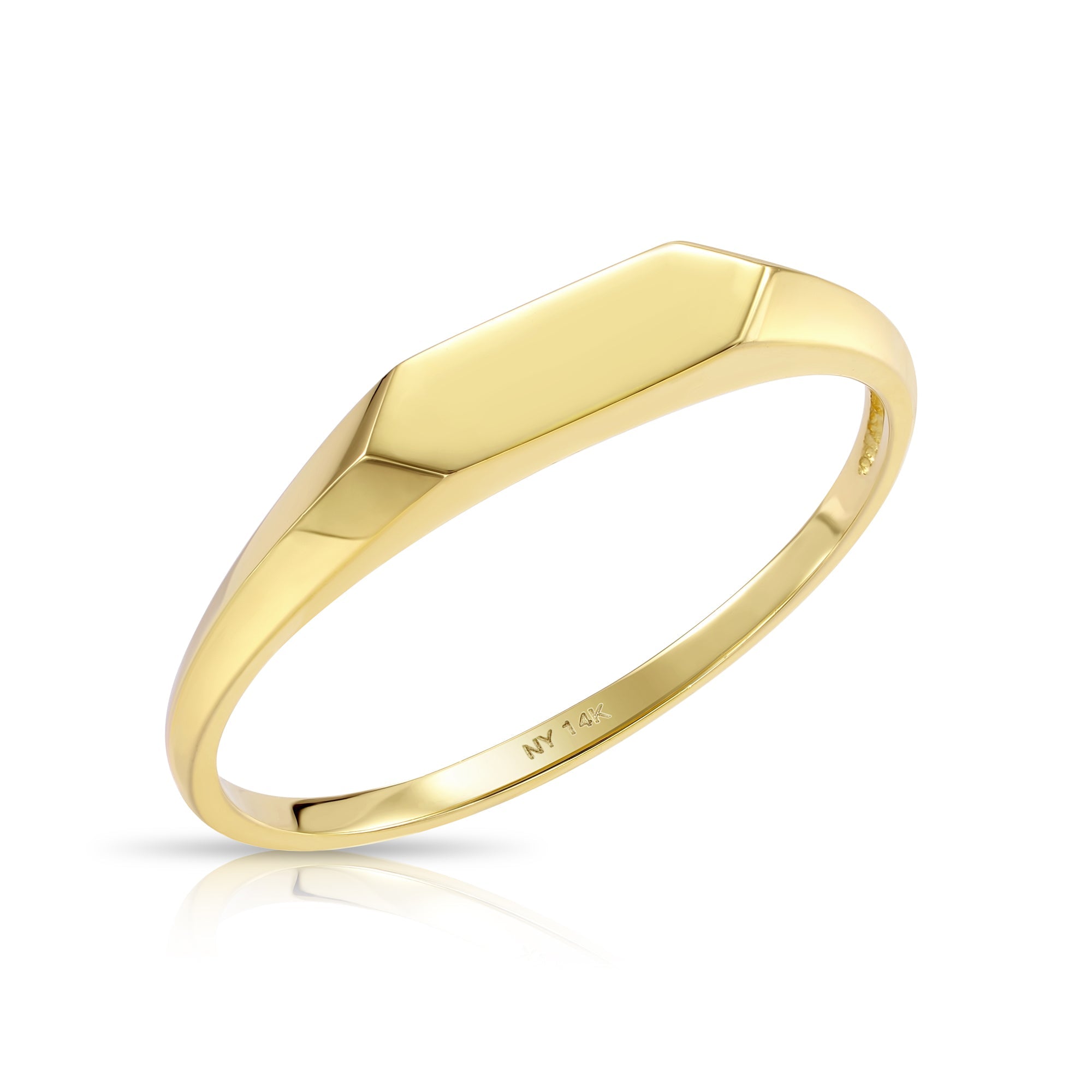 Solid 14k Gold Signet Ring. 14k Yellow Gold Stackable Ring. Dainty Signet Ring Design