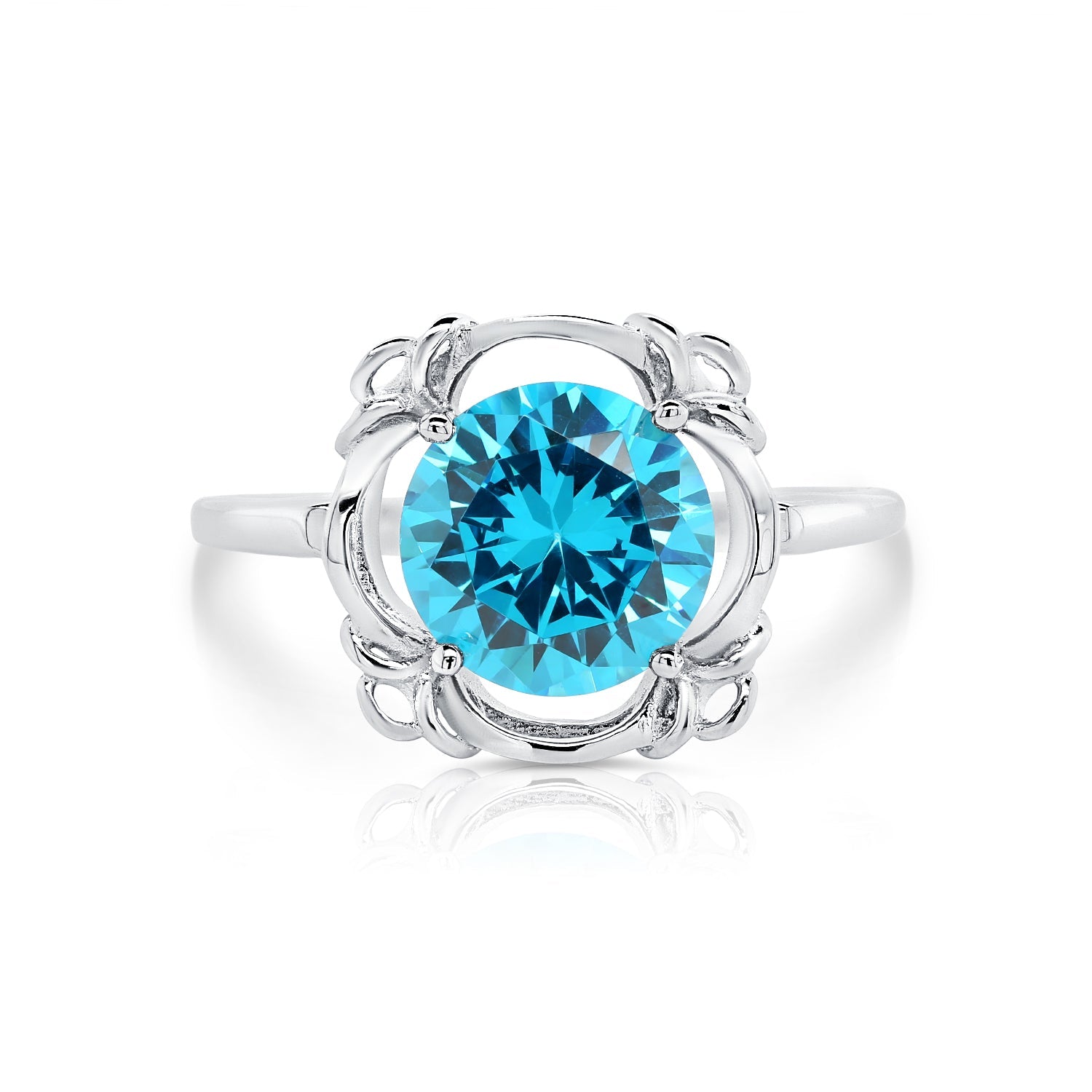 CZ Birthstone Ring. 4 colors in Sterling Silver