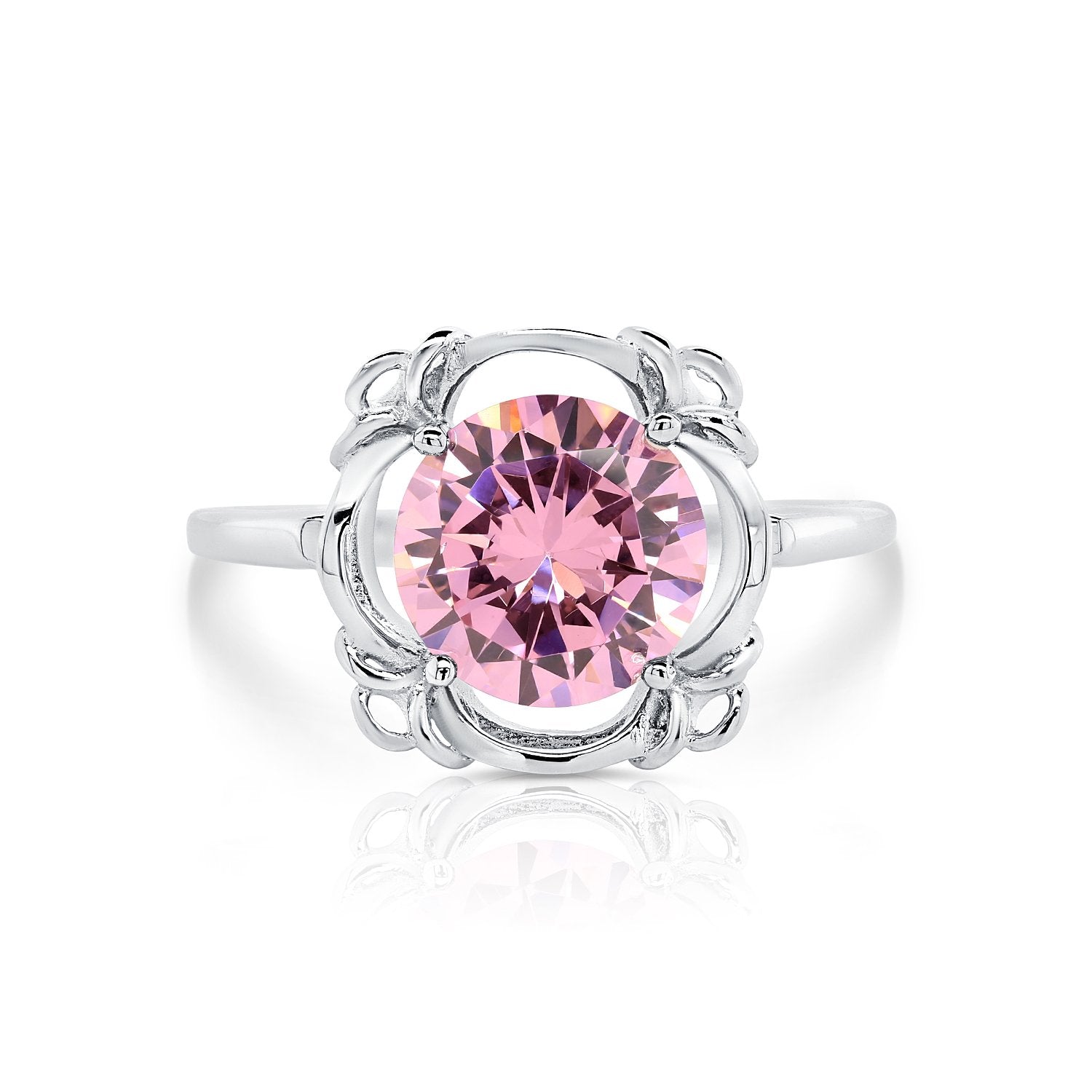 CZ Birthstone Ring. 4 colors in Sterling Silver