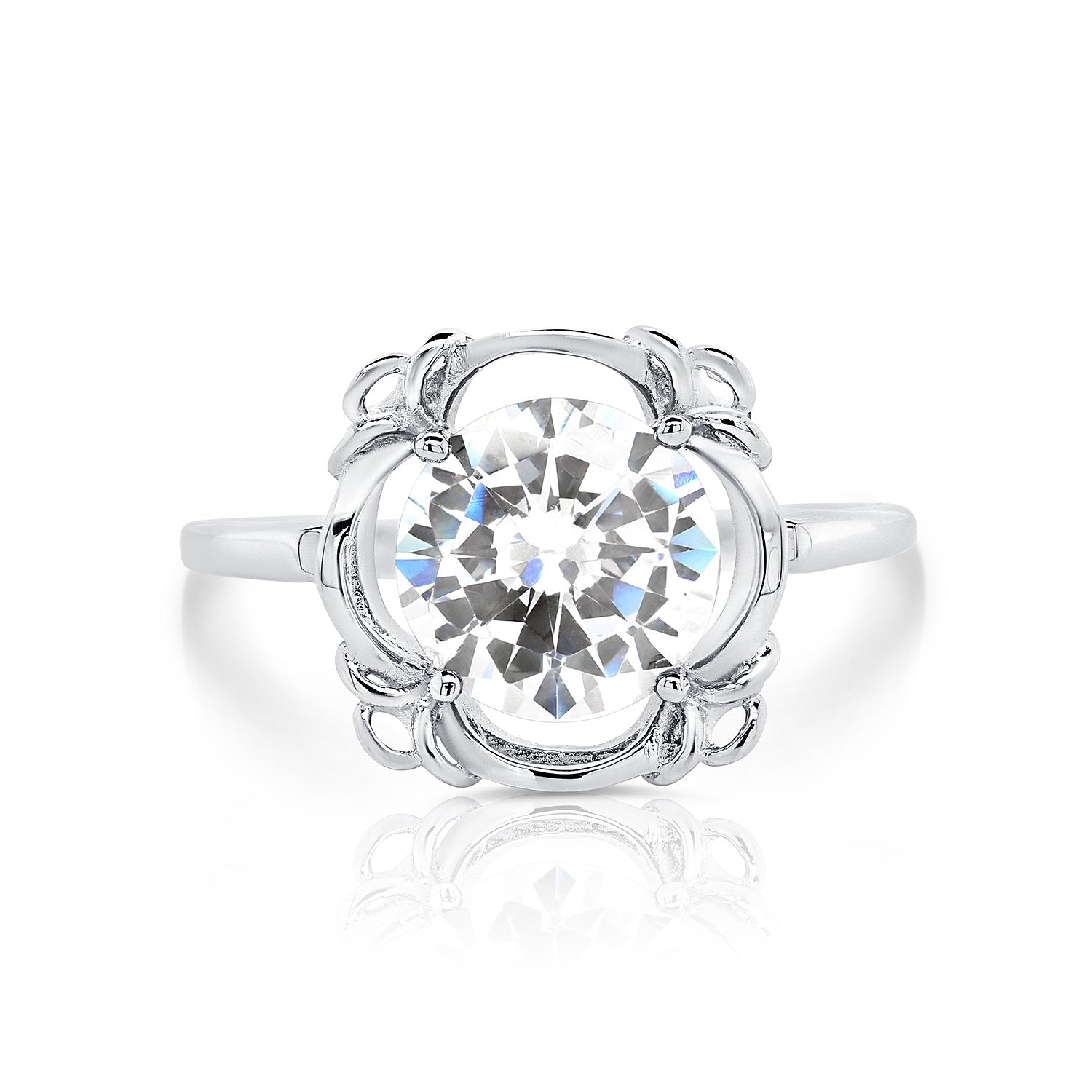 CZ Birthstone Ring. 4 colors in Sterling Silver