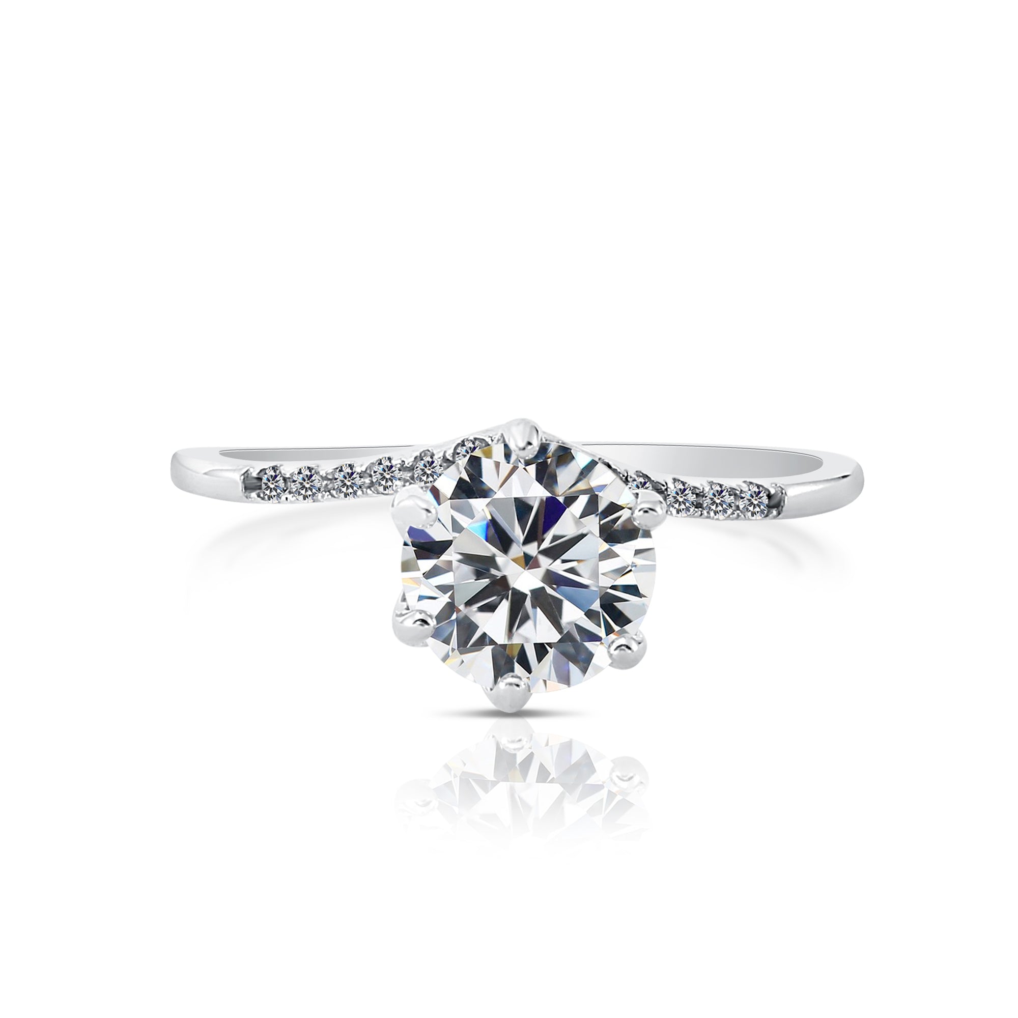 CZ Promise Ring with Simulated Diamond in Sterling Silver