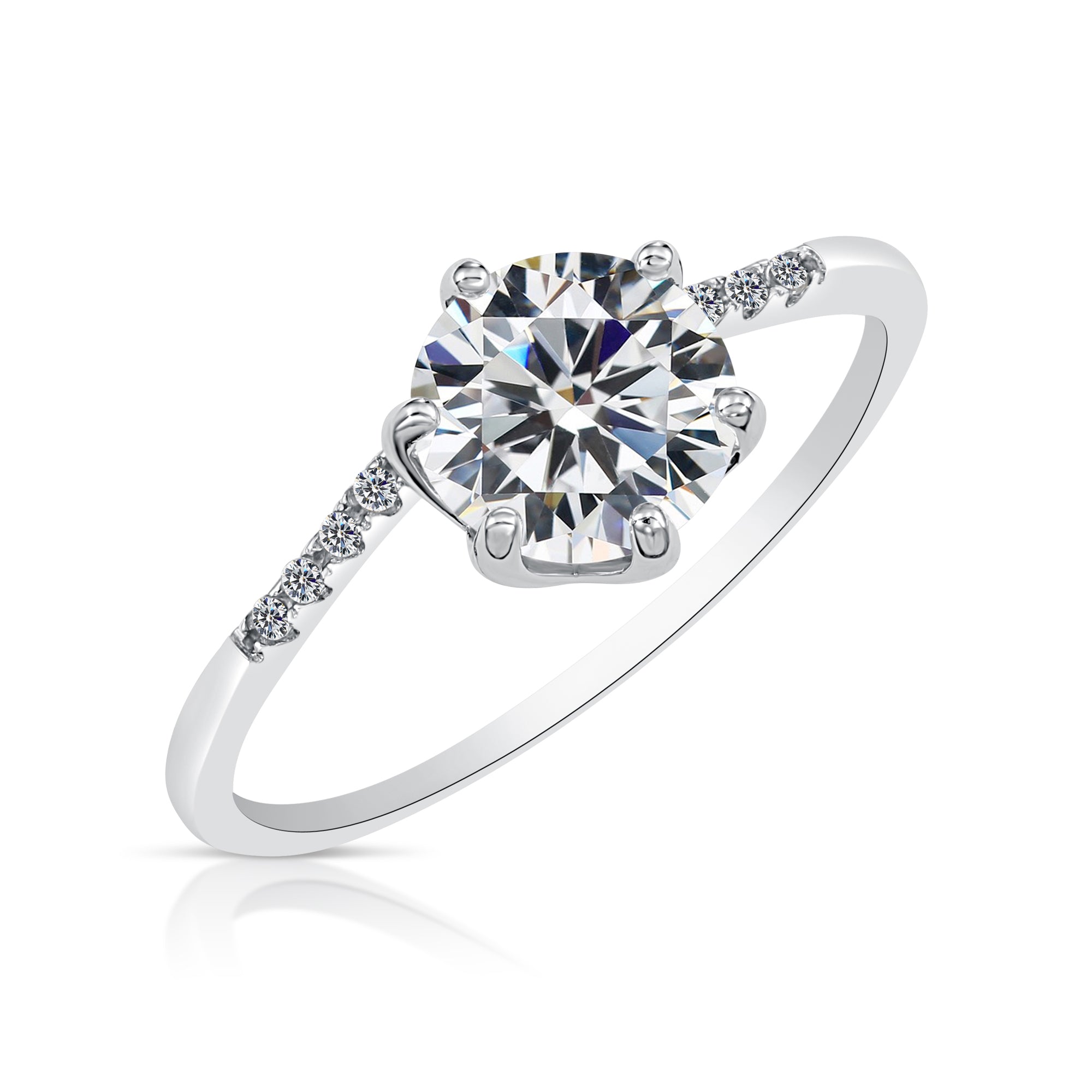 CZ Promise Ring with Simulated Diamond in Sterling Silver