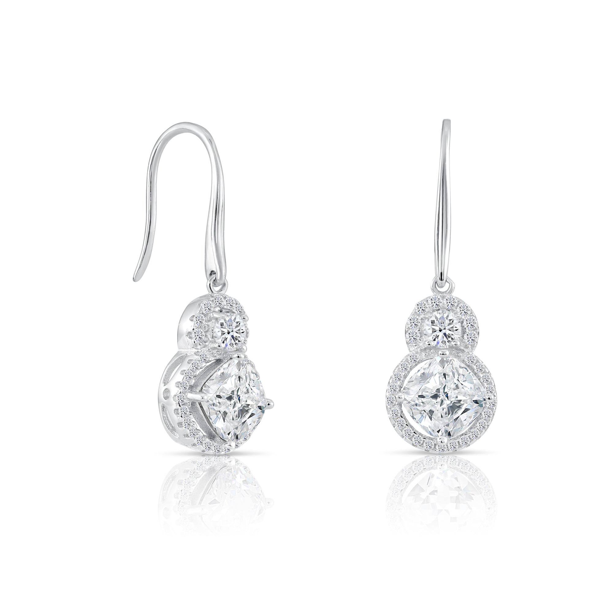 CZ Dangle Teardrop Earrings in Sterling Silver