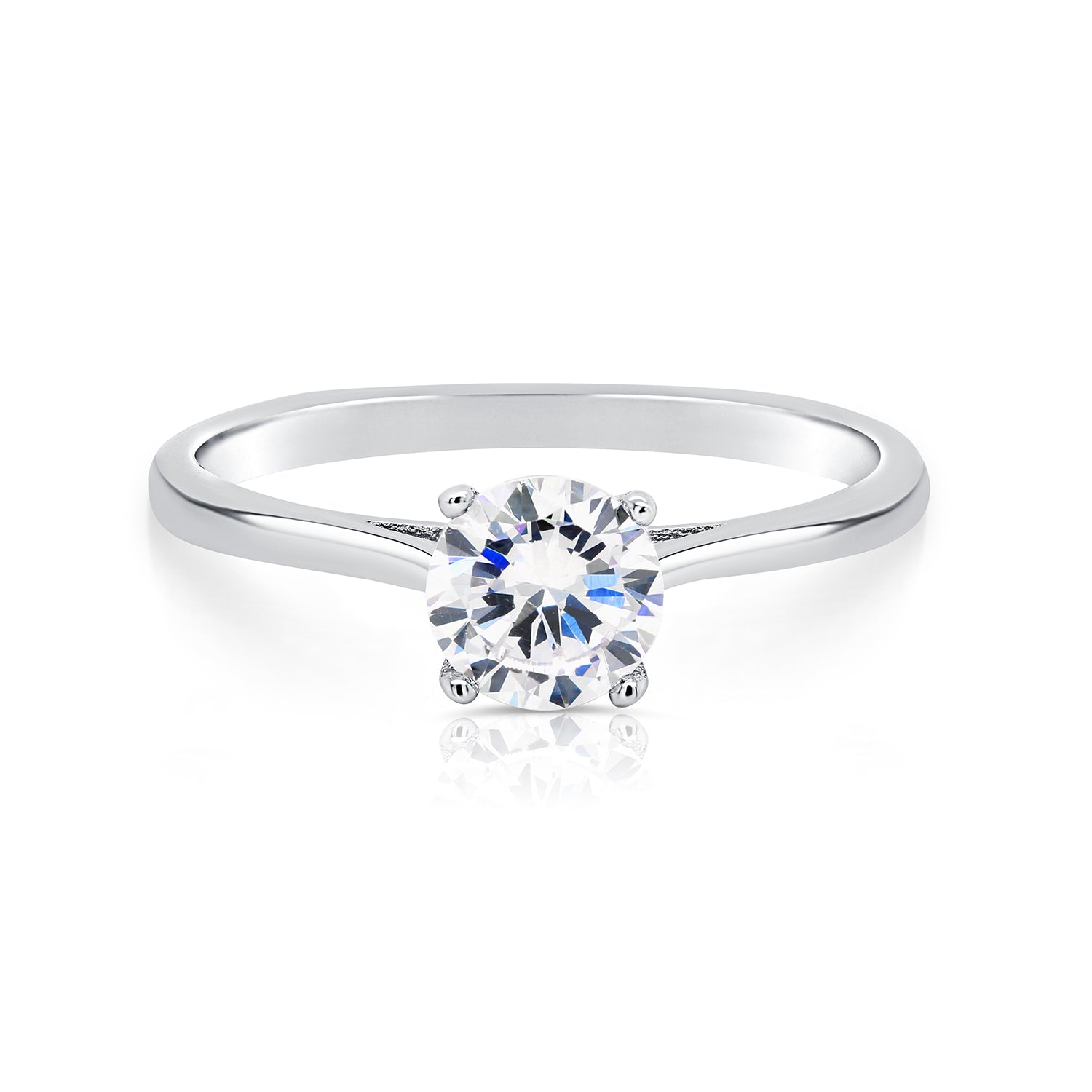 CZ Solitaire Engagement Ring in Sterling Silver