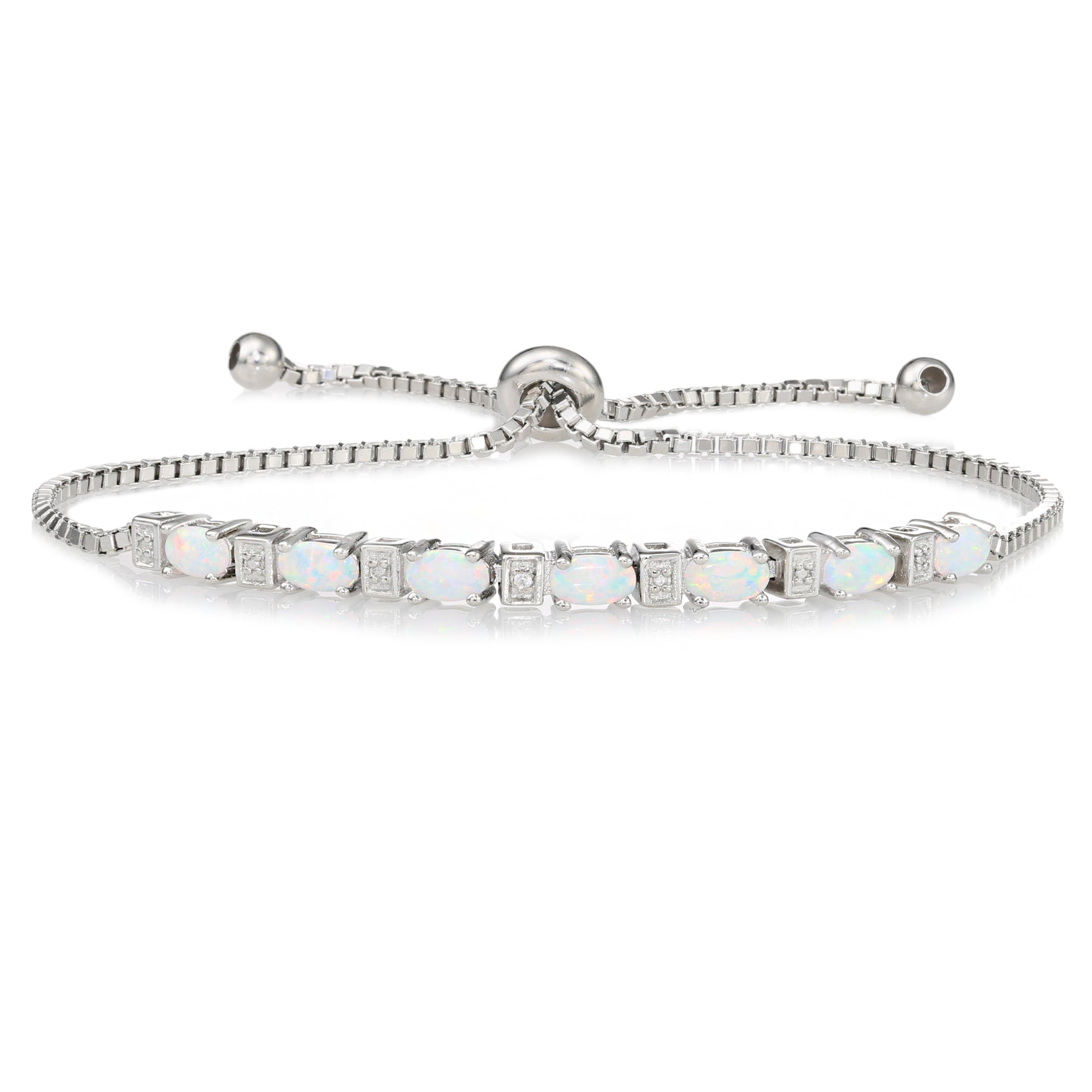 Sterling Silver Fire Opal Adjustable Bracelet