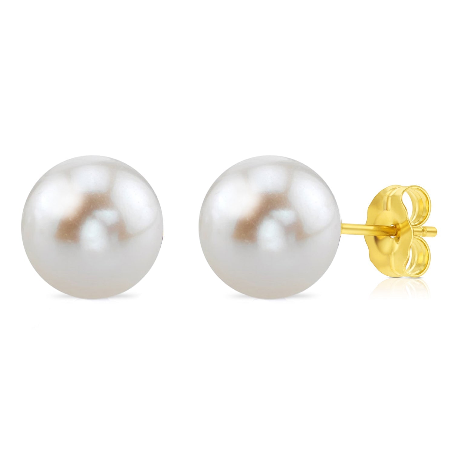 14k Yellow Gold Classy Freshwater Pearl Stud Earrings