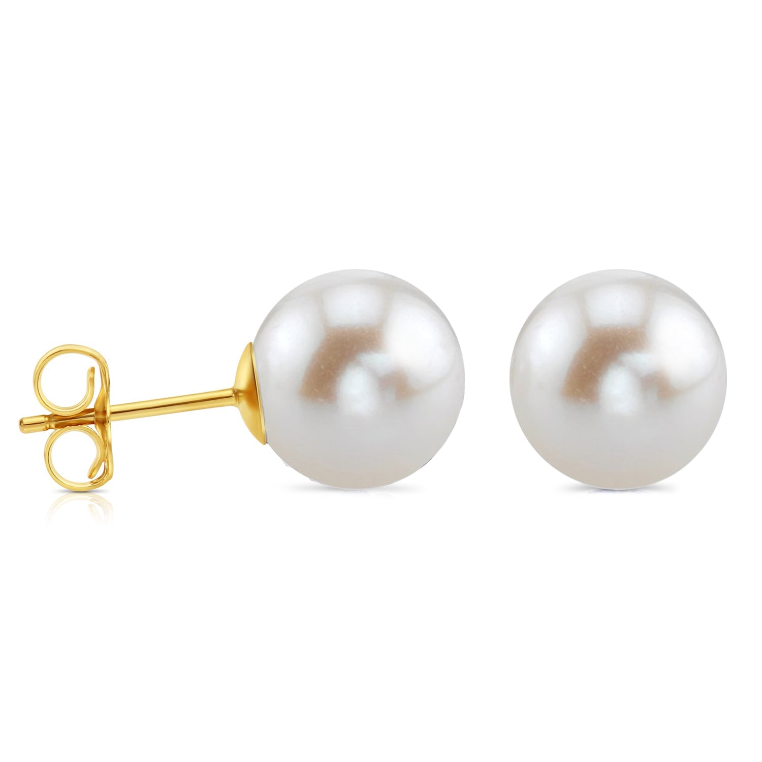 14k Yellow Gold Classy Freshwater Pearl Stud Earrings