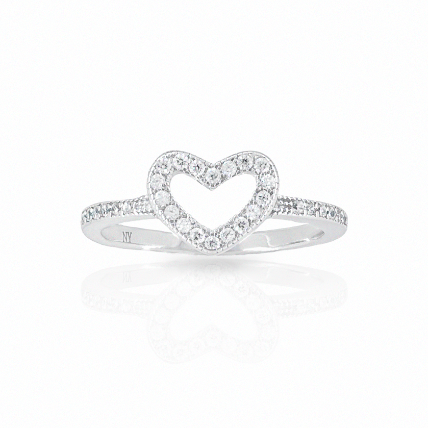 CZ Open Heart Ring In Sterling Silver