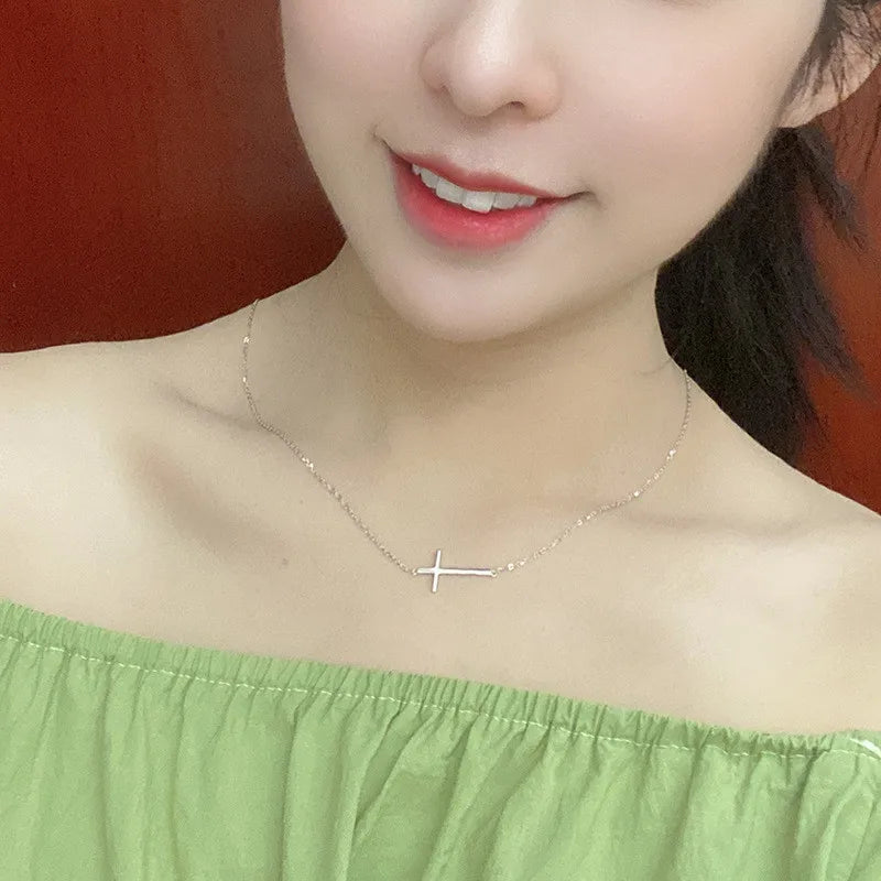 Sterling Silver Cross Choker Necklaces