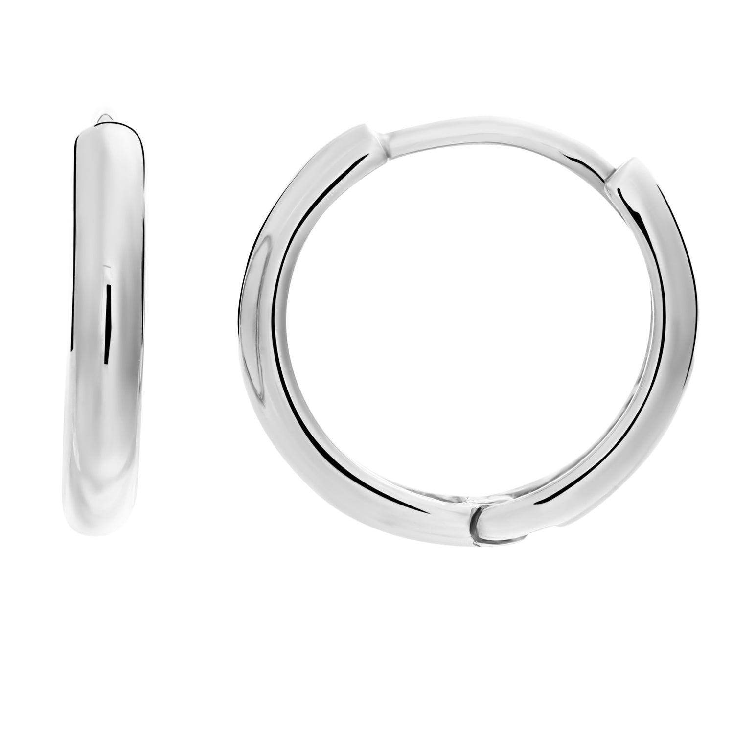 Brilliant Polished Classic Huggie Hoop Earrings in Sterling Silver