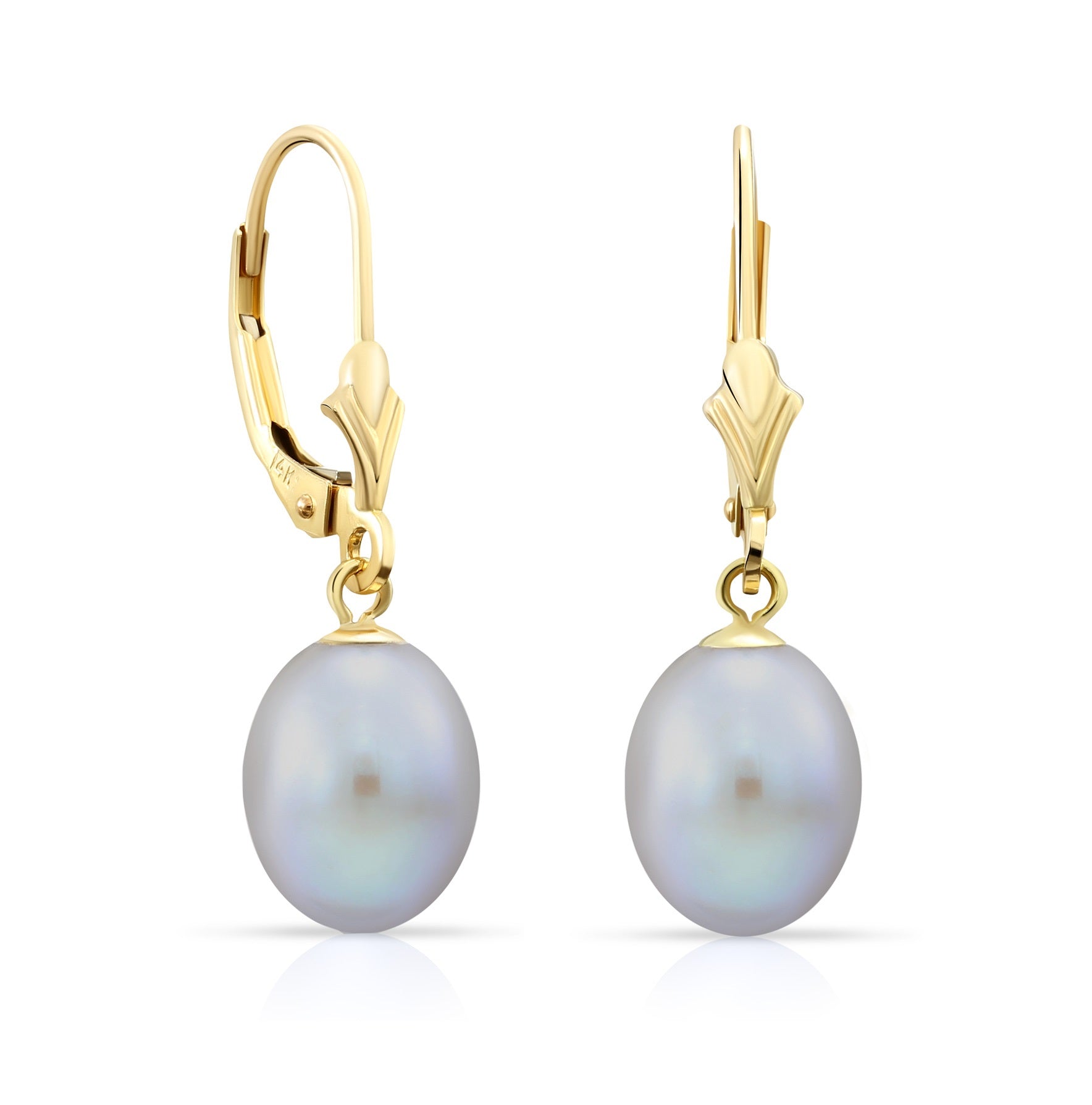 14k Gold Freshwater Pearl Dangle Earrings. #42679