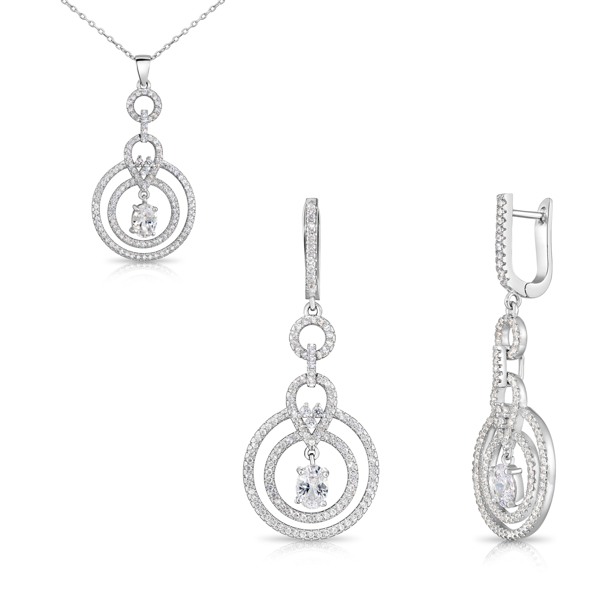 CZ Royal Teardrop Charm Necklace in