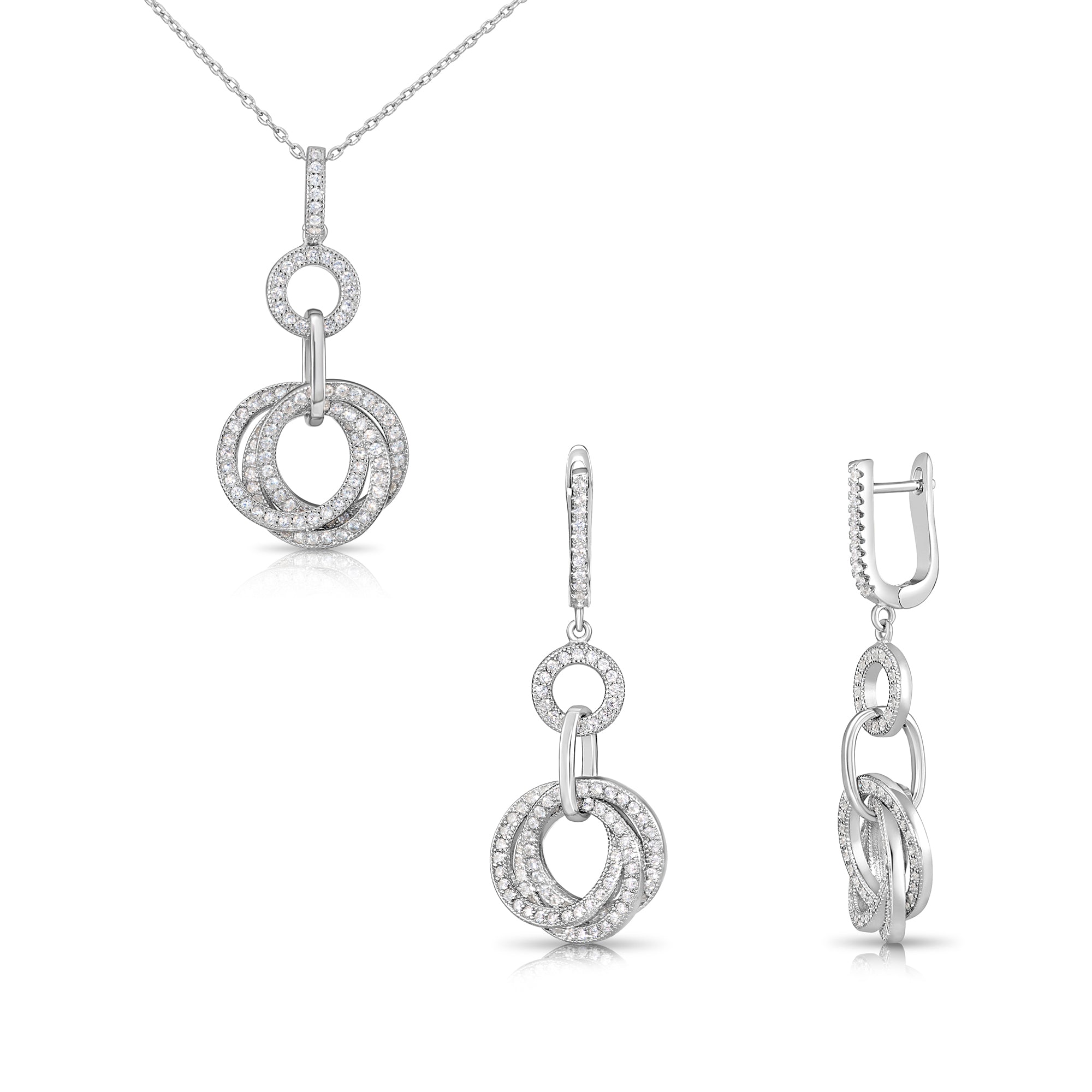 CZ Royal Triple Halo Charm Necklace in