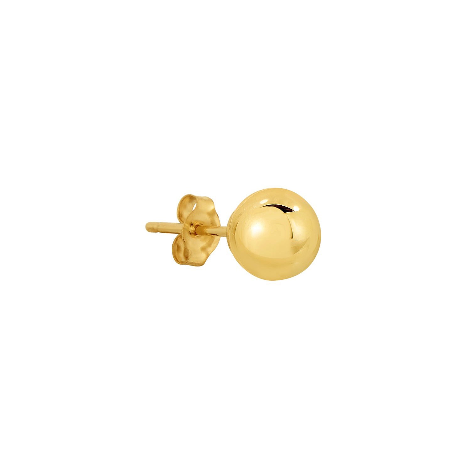 14k Yellow Gold Classic Ball Stud. Single Earring. Pushback (Unisex)