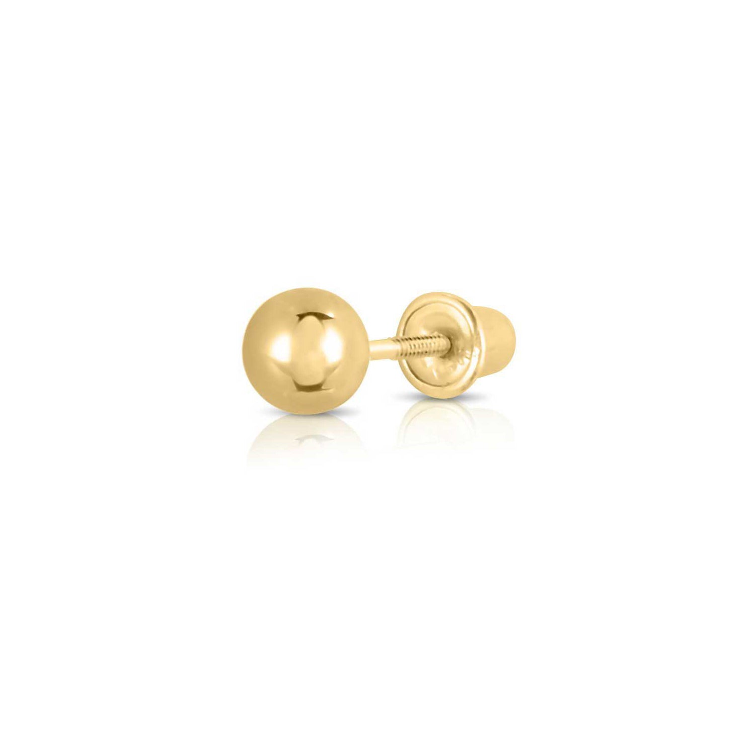 14k Yellow Gold Classic Ball Stud. Single Earring. Screwback (Unisex)