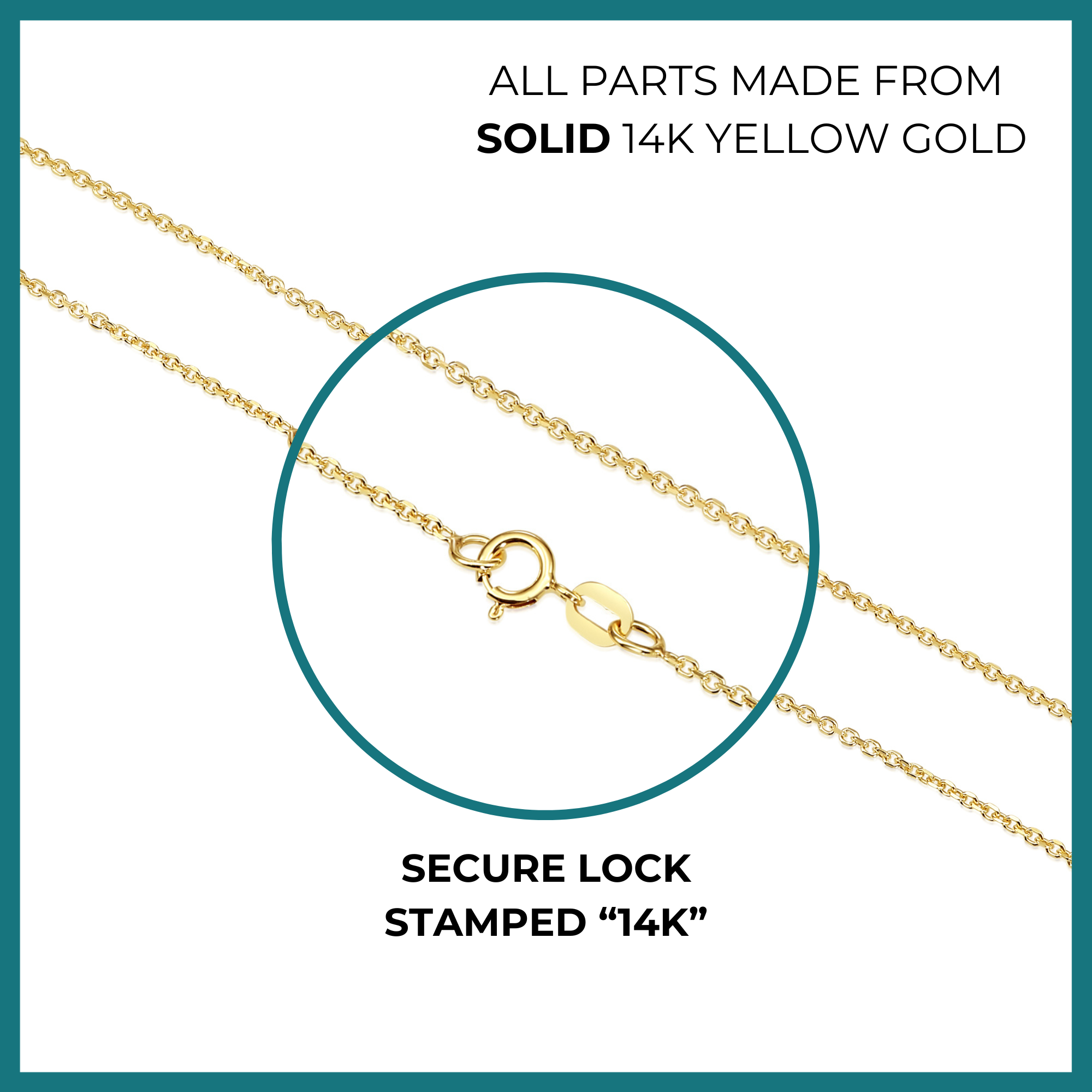 14k Gold Diamond Cut Cable Chain. Available in 14k Yellow Or White Gold. Pendant Chain Necklace