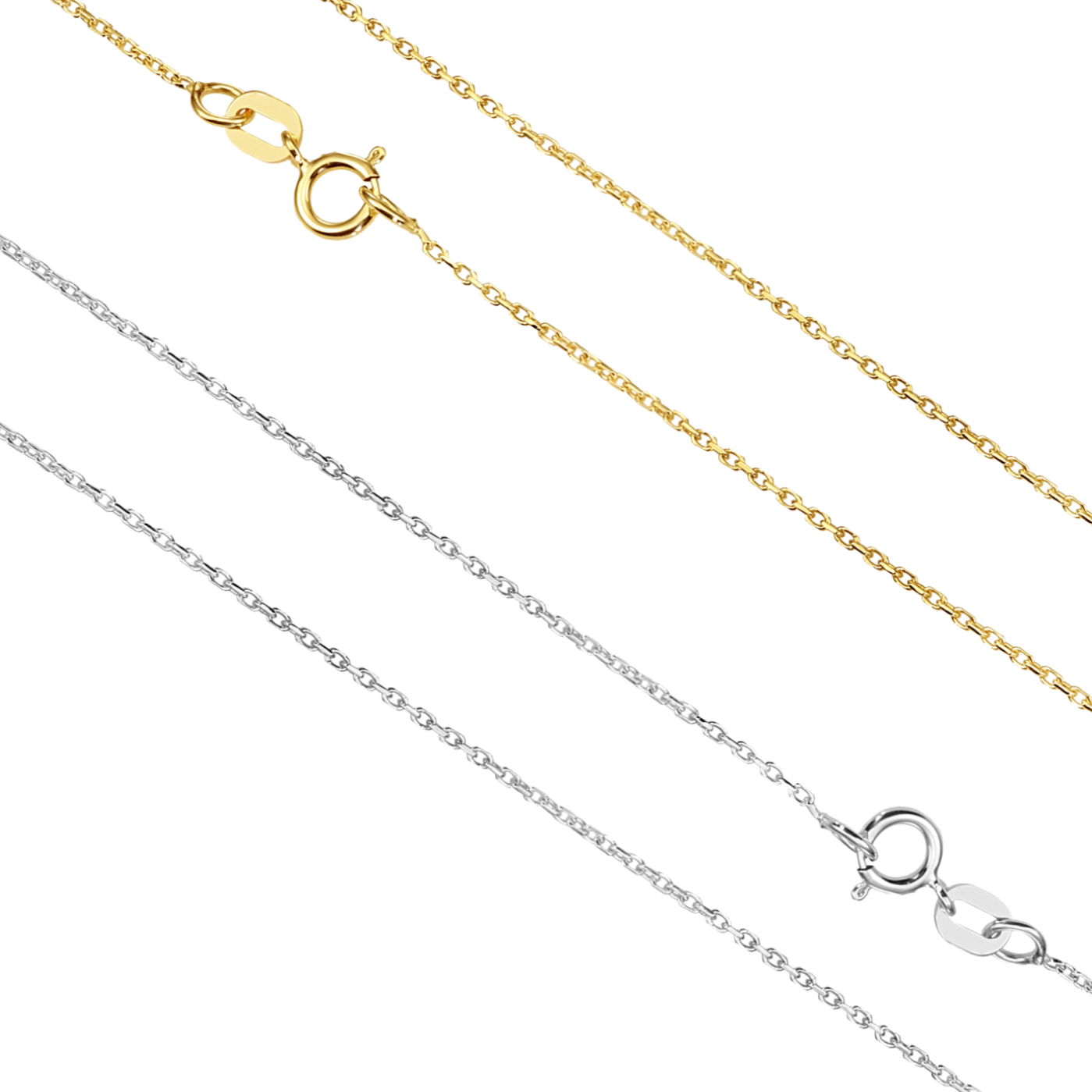 14k Gold Diamond Cut Cable Chain. Available in 14k Yellow Or White Gold. Pendant Chain Necklace