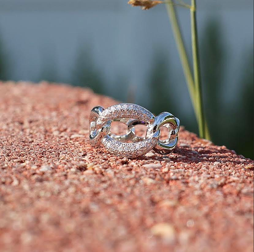 CZ Cuban Link Ring in Sterling Silver