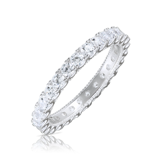 CZ Eternity Engagement Band Ring In . 2.5mm Width Sterling Silver