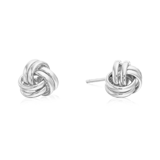 14k Gold Polished Love Knot Stud Earrings with Screwbackings. 7mm