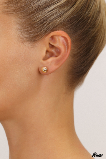 14k Yellow Gold Ball Stud Earrings with Spiral Engraving