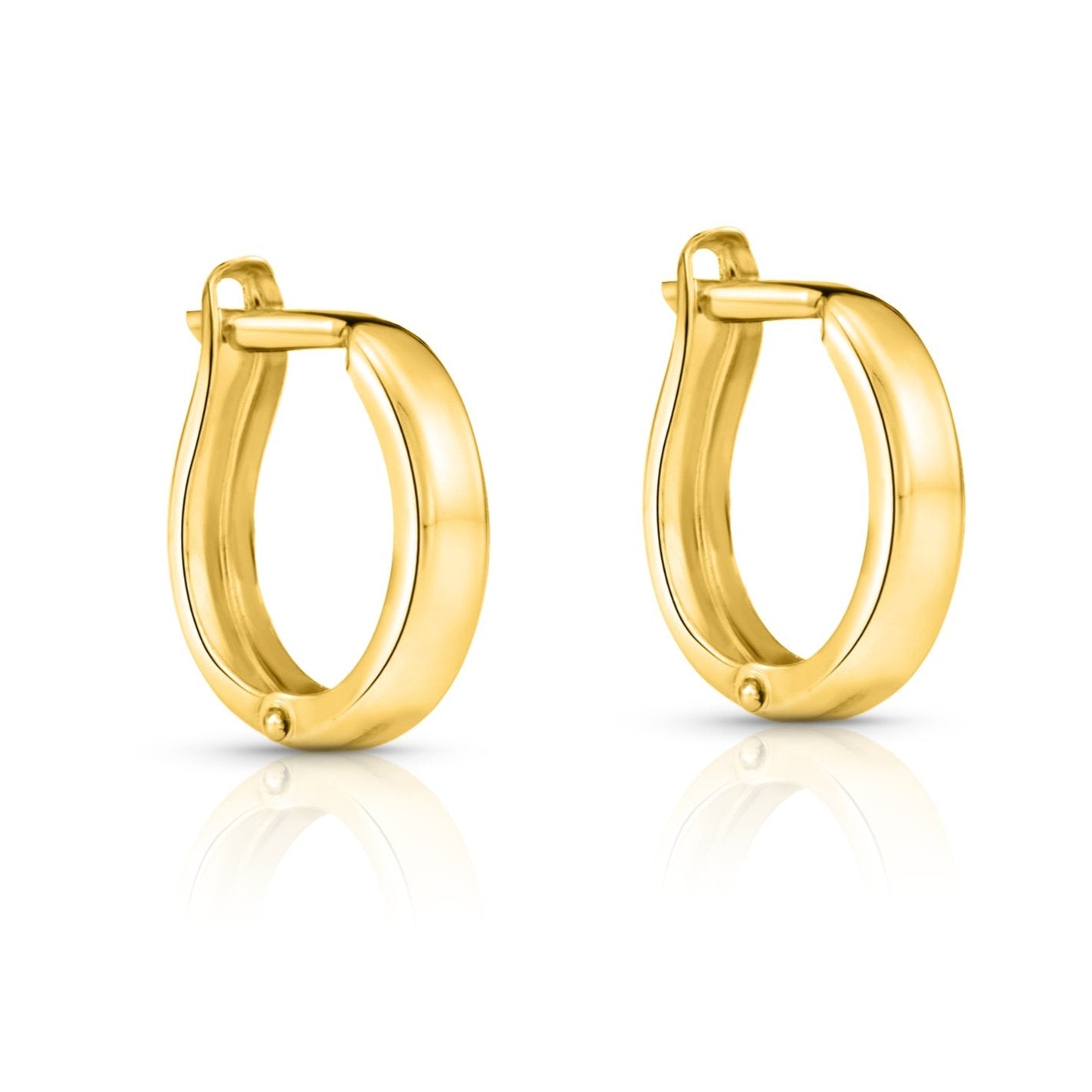 14K Yellow Gold Plain Huggie Hoop Earrings