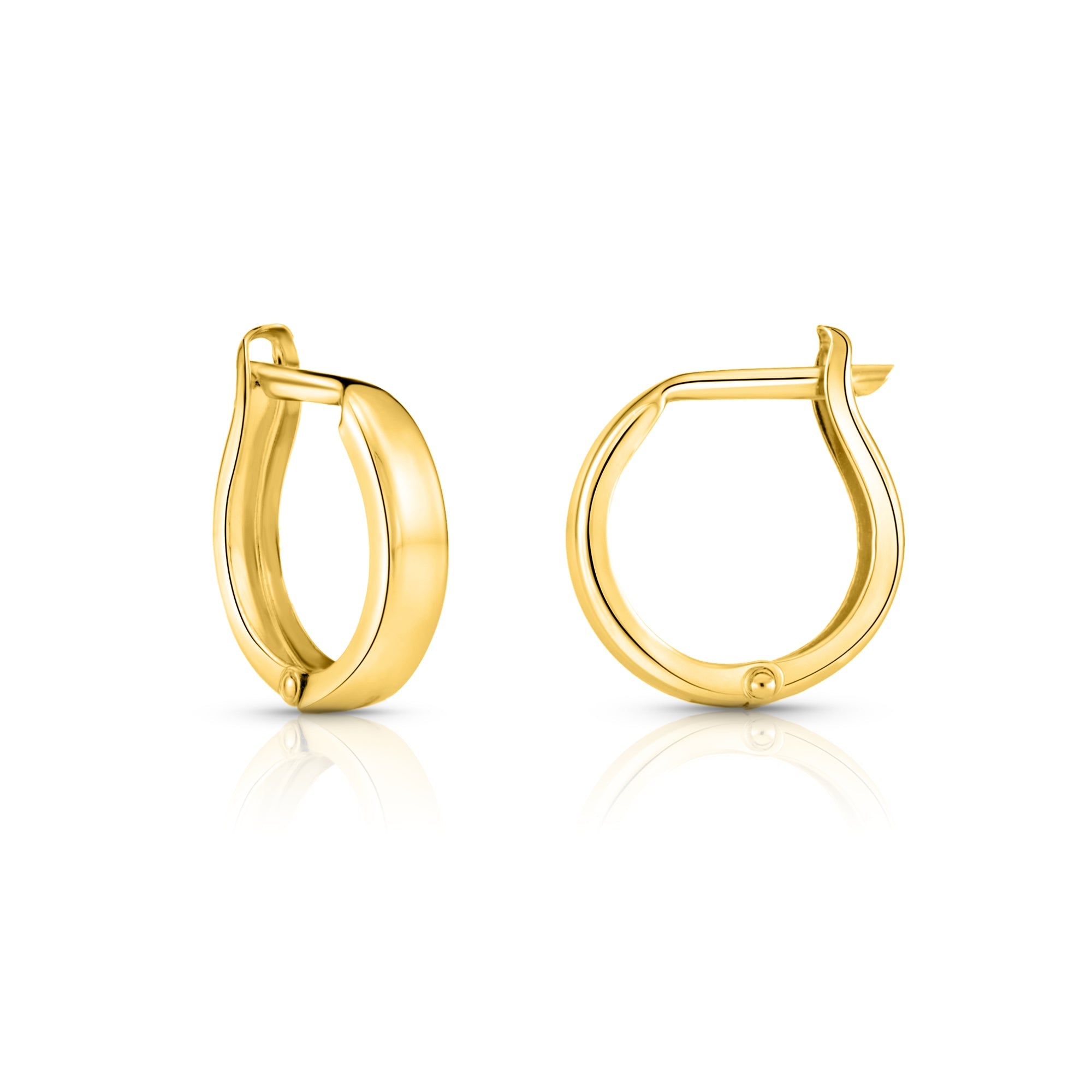 14K Yellow Gold Plain Huggie Hoop Earrings