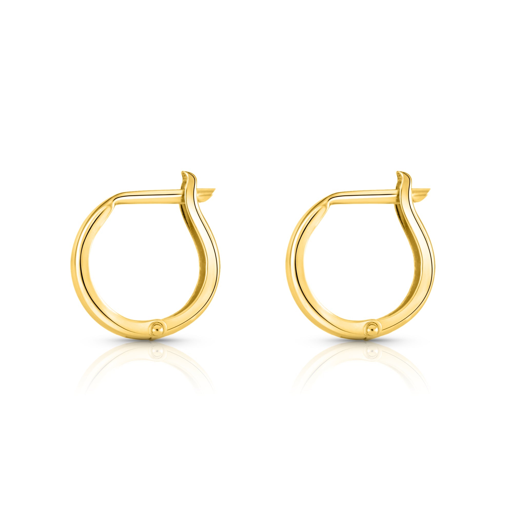 14K Yellow Gold Plain Huggie Hoop Earrings