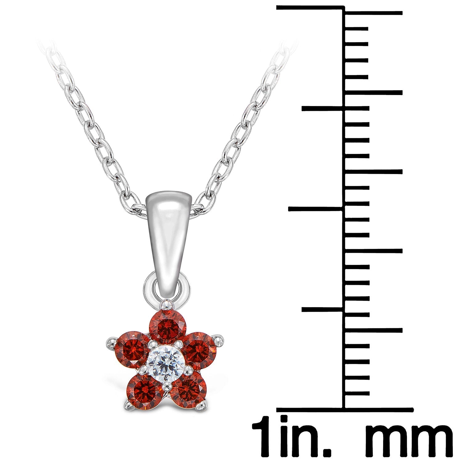 CZ Small Birthstone Flower Charm Necklace in Sterling Silver