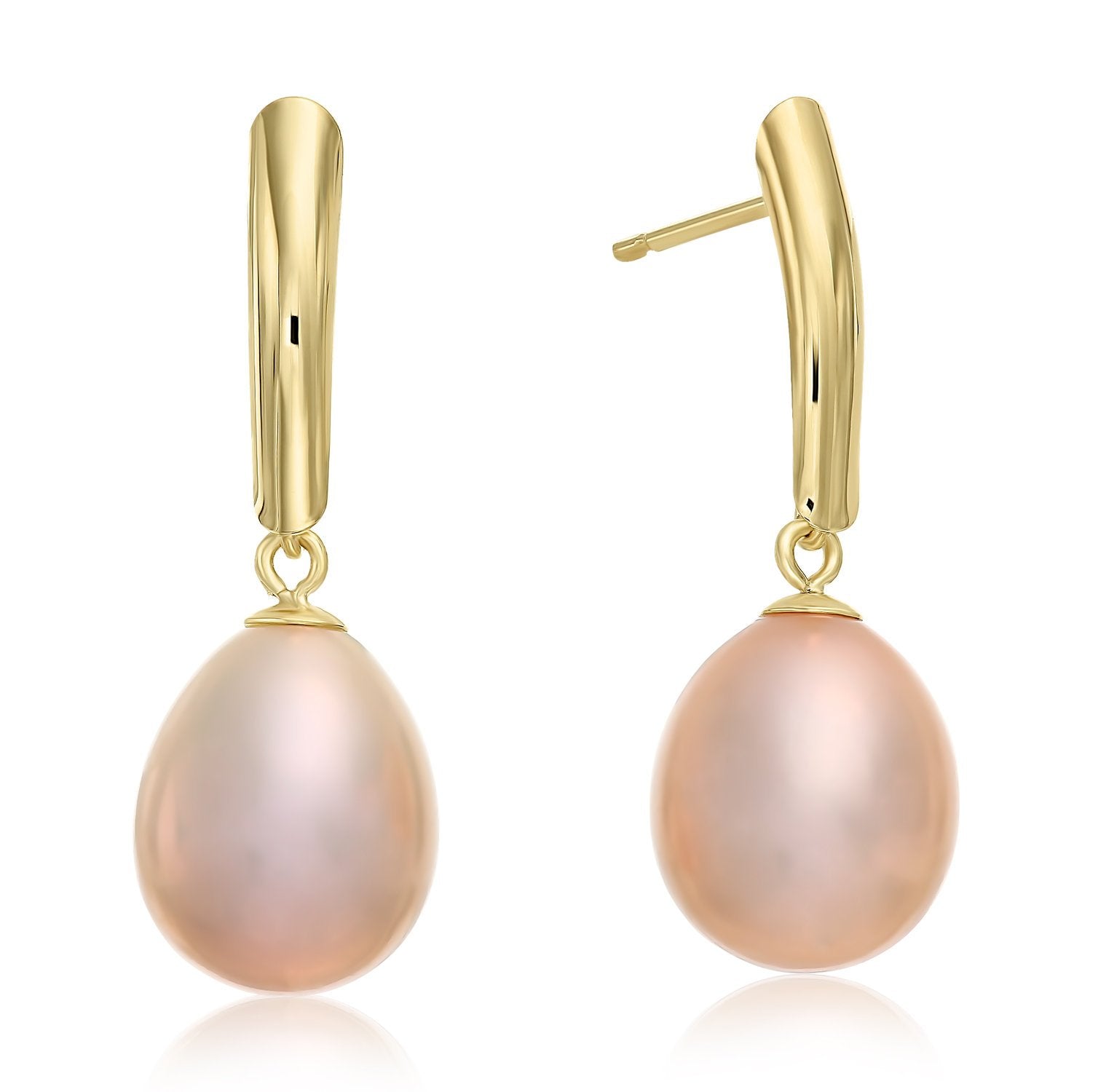 14k Yellow Gold Freshwater Pearl Dangle Earrings With Butterfly Pushbacks