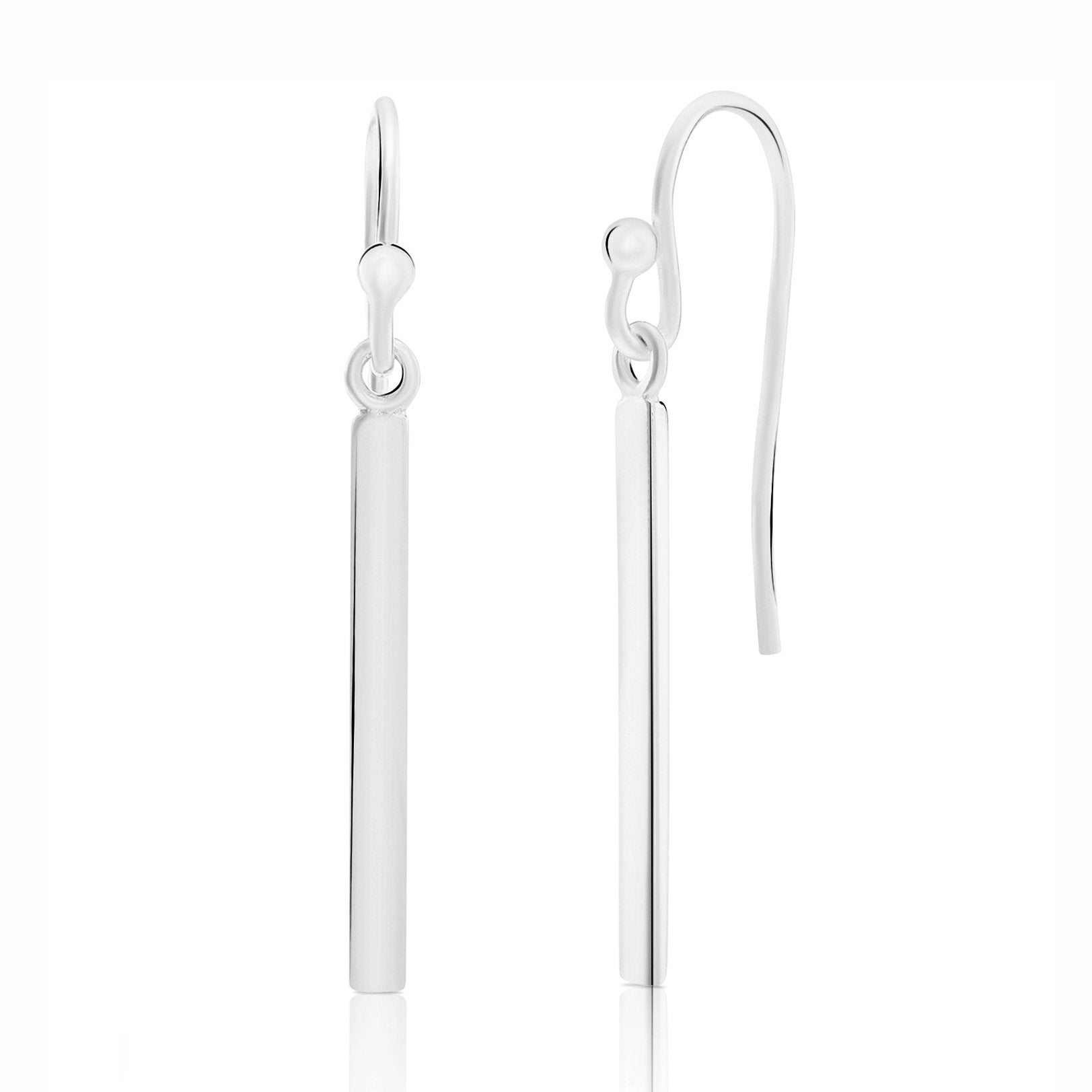 Rectangular Bar Dangle Earrings in Sterling Silver