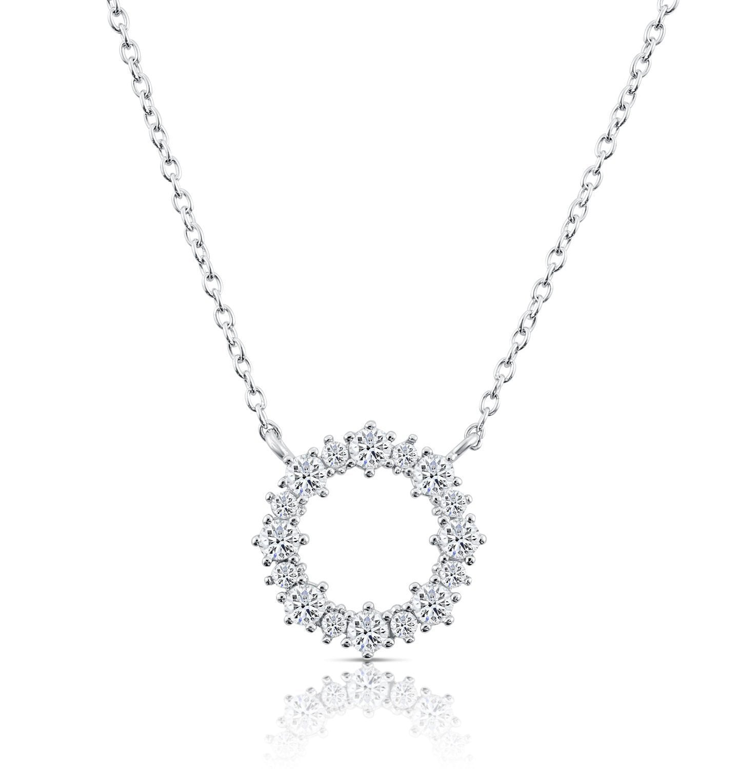 CZ Halo Necklace in Sterling Silver