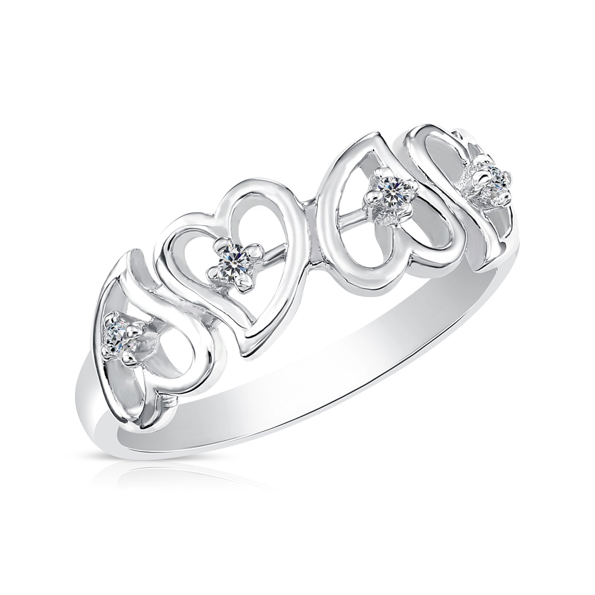 CZ Eternal Heart Ring. Love and Friendship in Sterling Silver