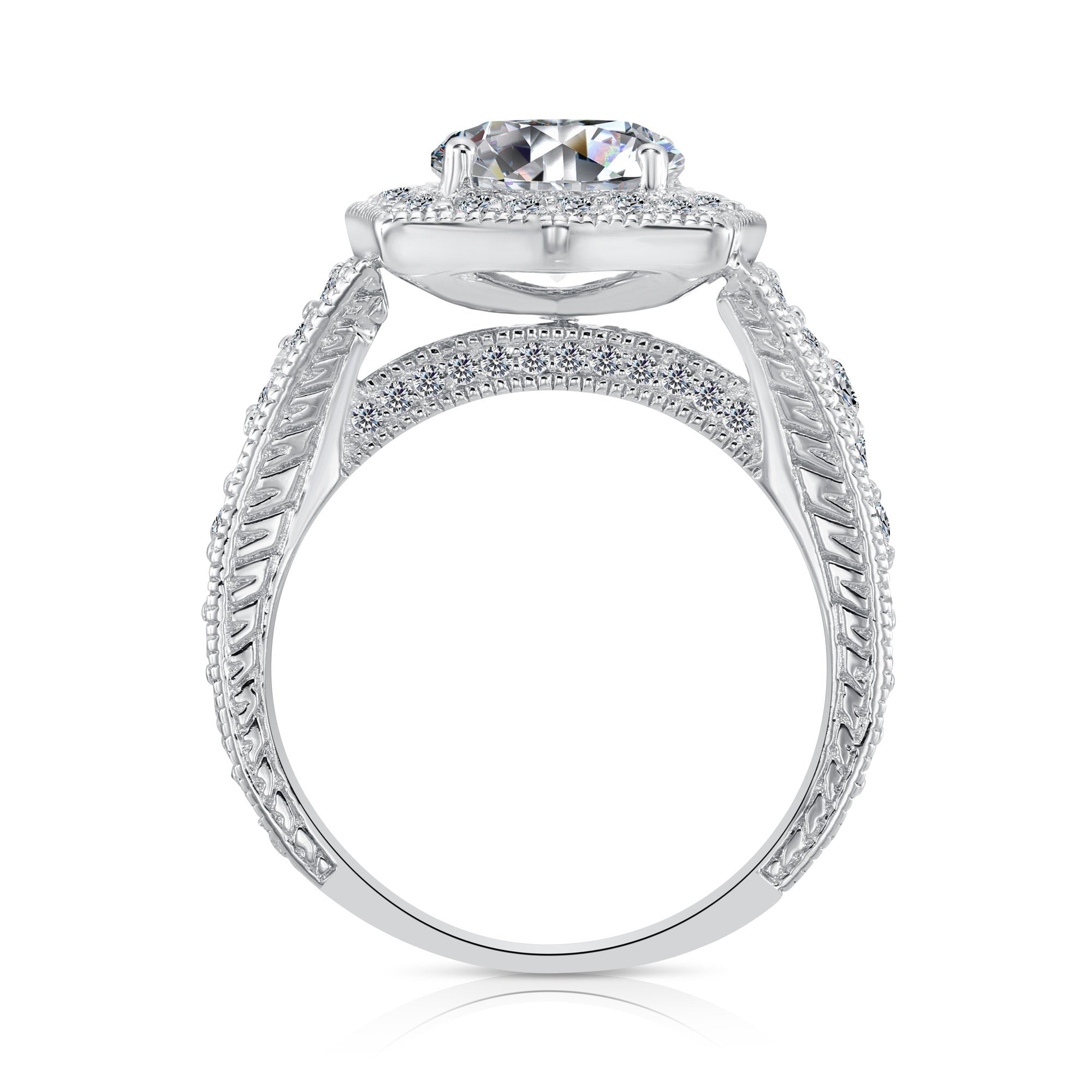 CZ Royal Square Solitaire Engagement Ring in Sterling Silver