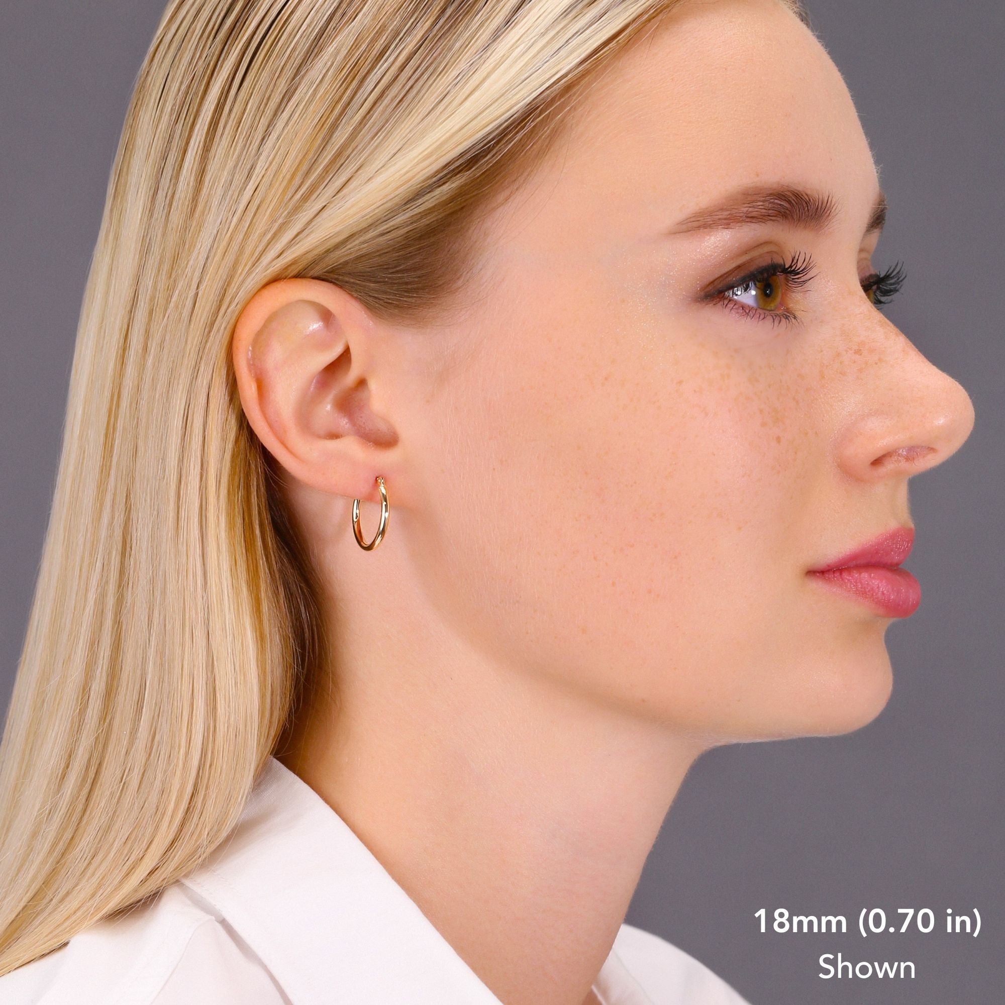 14k Rose Gold Classic Round Hoop Earrings. 2mm