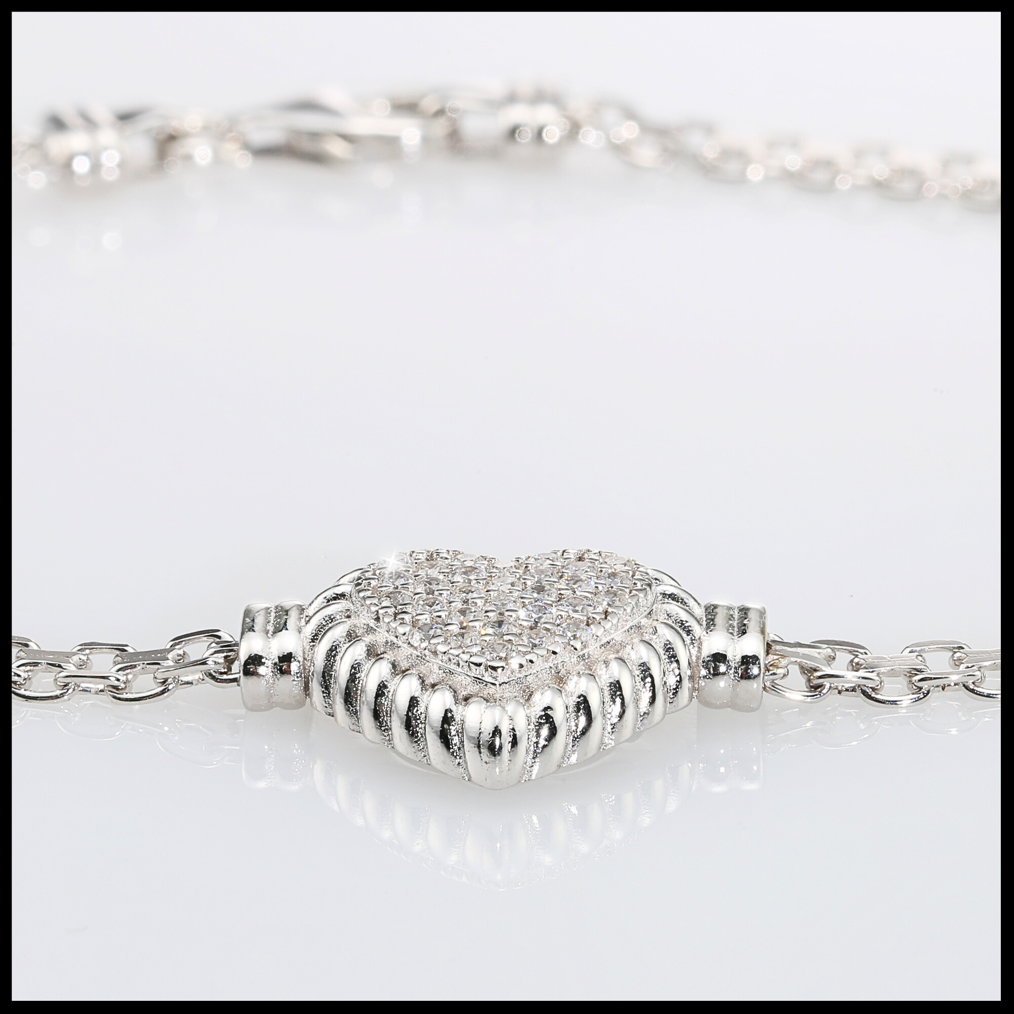 Sterling Silver Heart Bracelet. Italian Handmade Love Style Jewelry