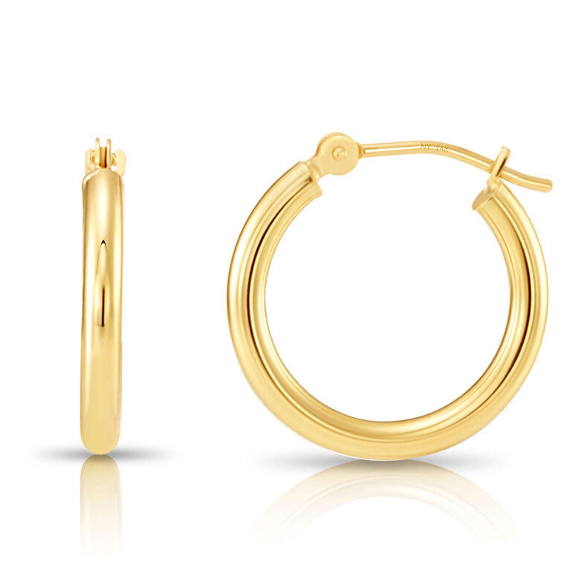 14k Yellow Gold Classic Hoop Earrings. 2mm