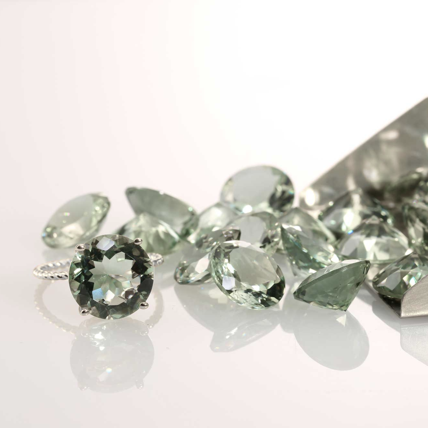 5 Carat Green Amethyst Gemstone Ring. Ms. Luscious in Sterling Silver