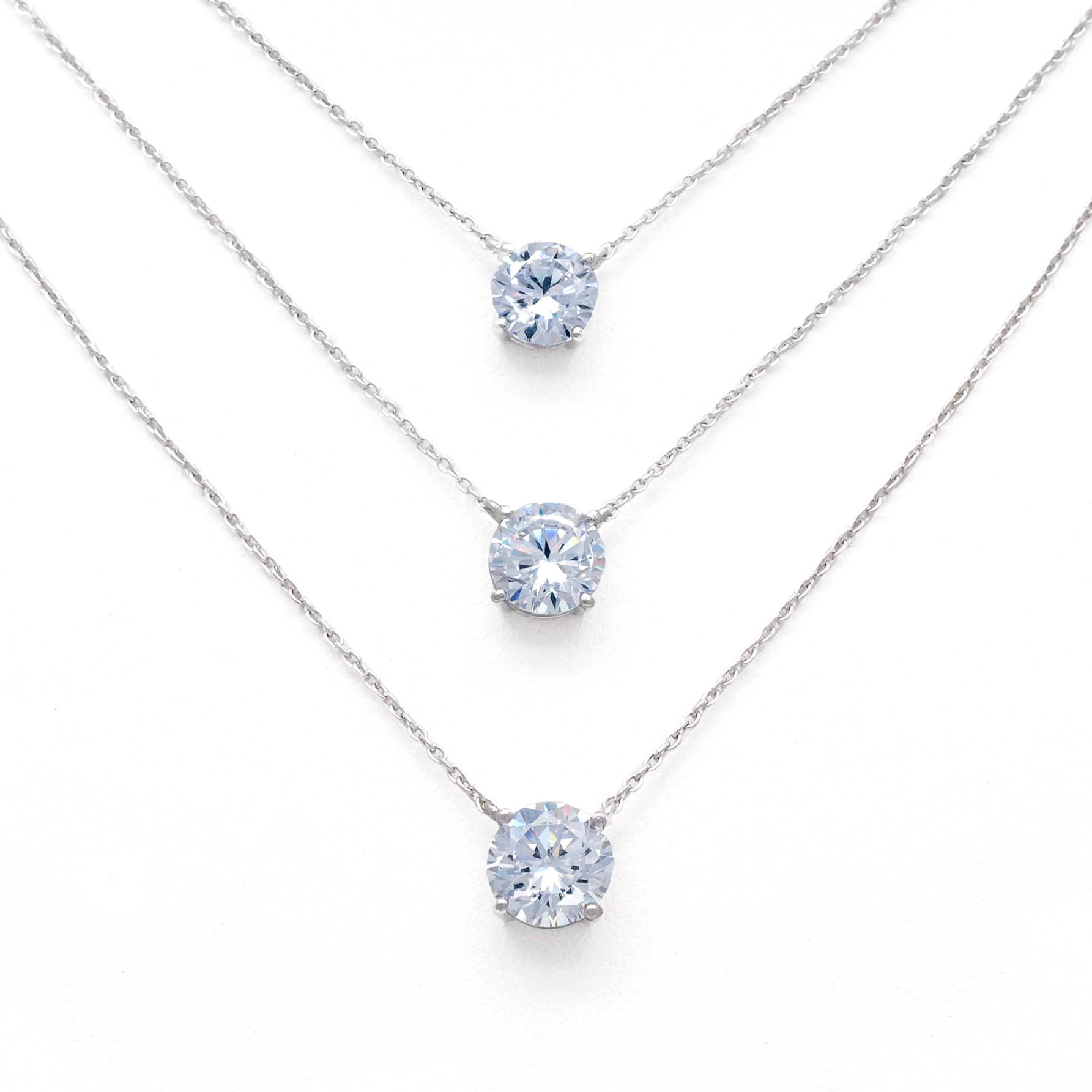 CZ Round Solitaire Necklace in Sterling Silver